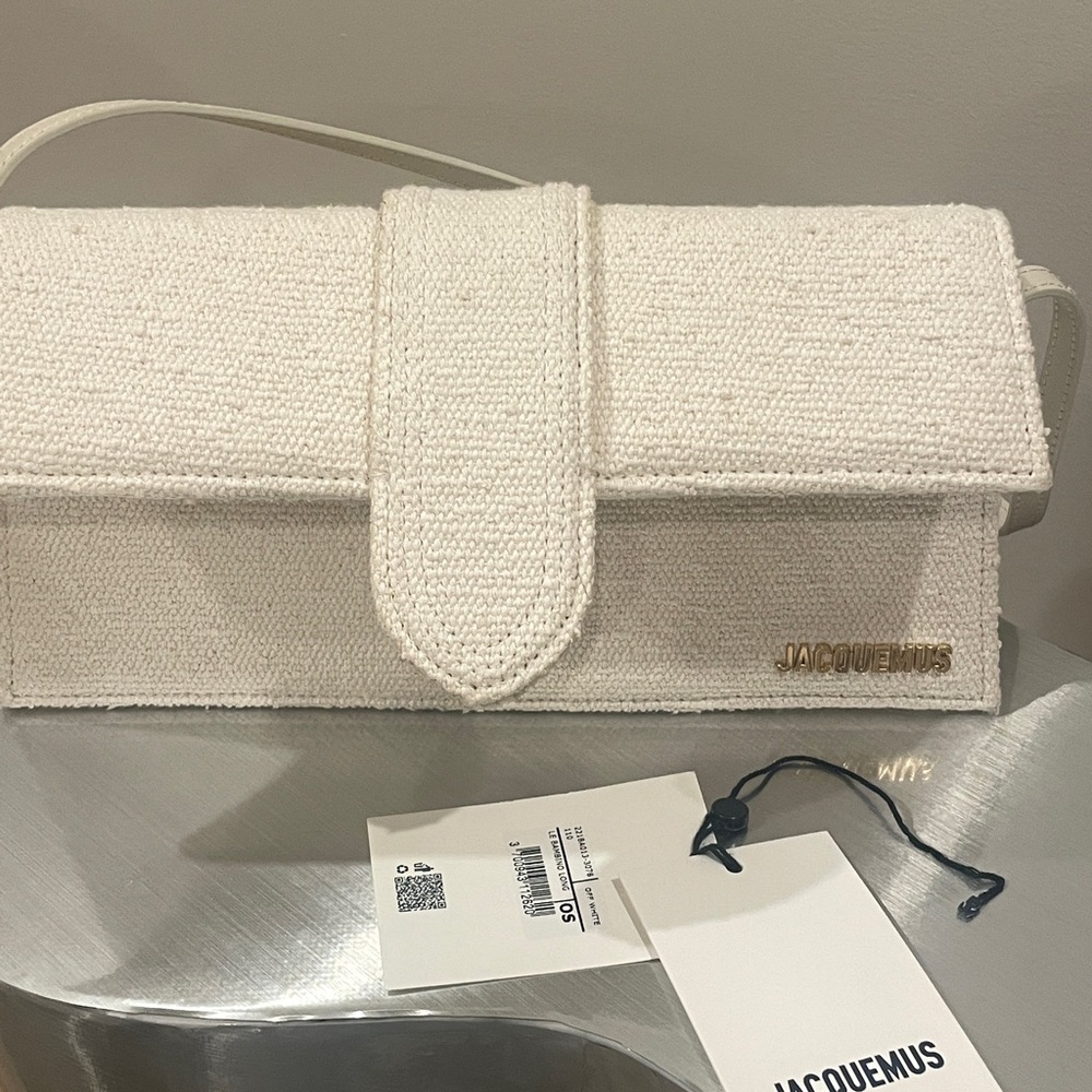 Jacquemus Woven Le Bambino Long Flap Bag- ivory - Picture 2 of 15